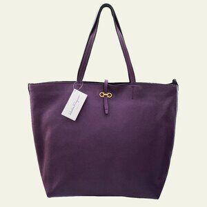 Salvatore Ferragamo Gina Mirtillo Leather Tote Bag